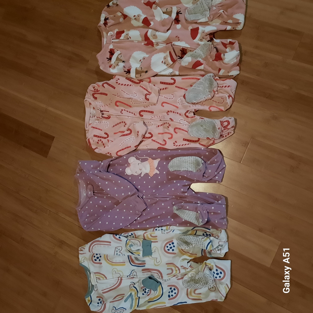2T Carters Fleece Pajamas Set - Pink, Purple, and Multicolor